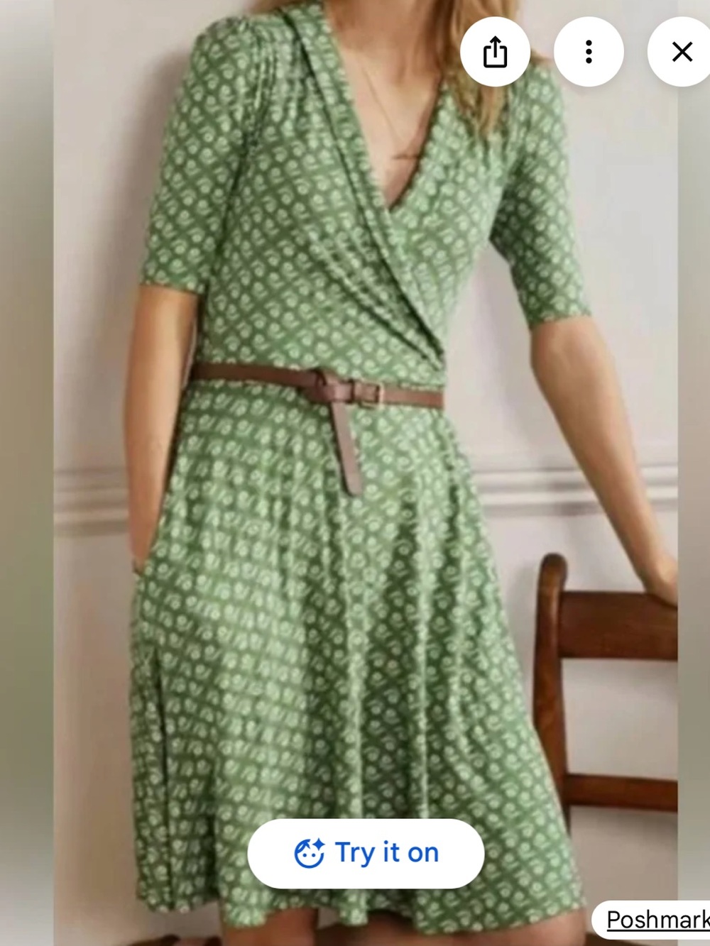 Boden Women's Green Fixed Wrap Jersey Dress Size 6P